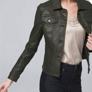 White House Black Market Dark Green Jean Jacket